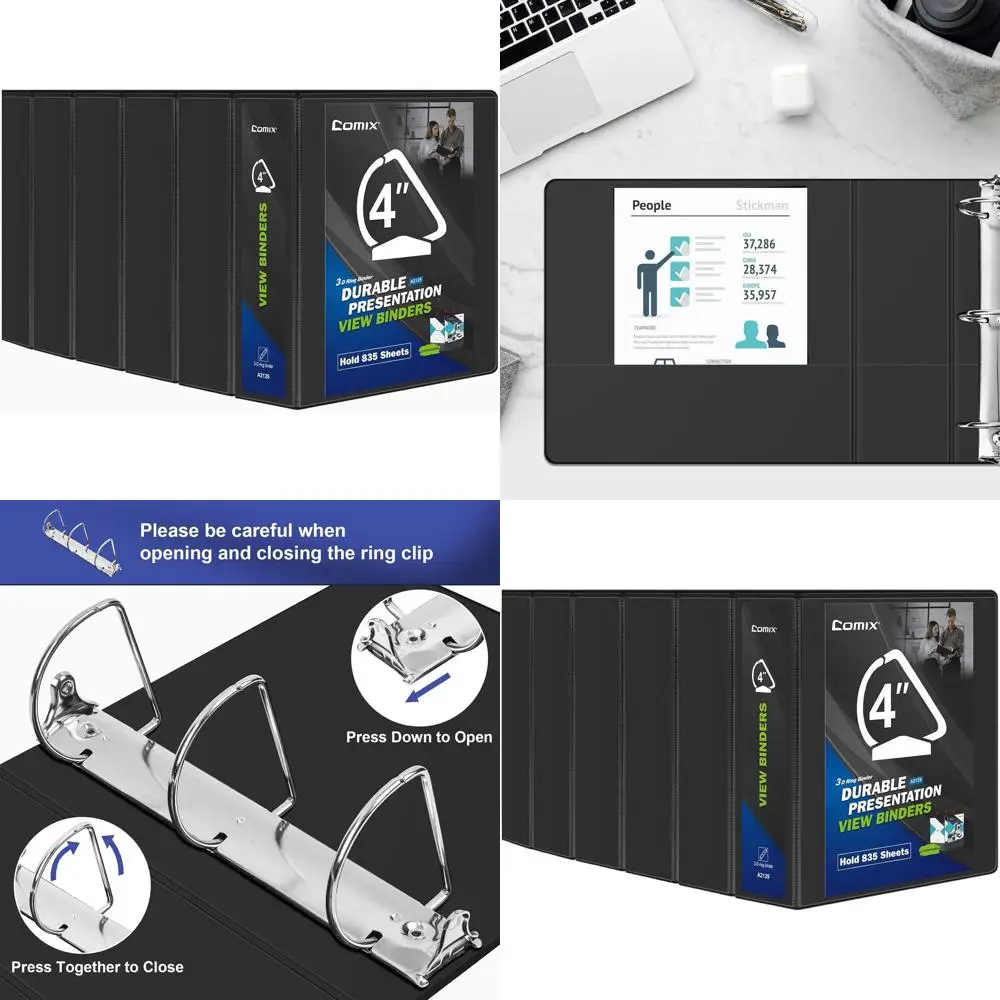 6-Pack 4 Durable US Letter 3-Ring Binders, Holds 835 Sheets, Black
6-Pack 4 Durable US Letter 3-Ring Binders, Holds 835 Sheets, Black