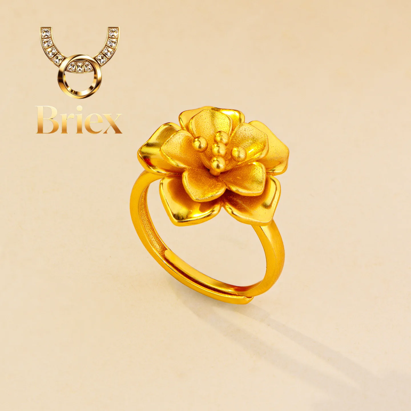 Briex Jewelry Luxury 24K 9999 Pure Gold real gold Women's sweet adjustable size flower ring
Briex Jewelry Luxury 24K 9999 Pure Gold real gold Women's sweet adjustable size flower ring