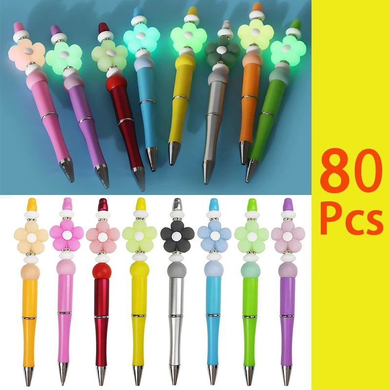 80 Pcs DIY Glow In Dark Bead Pens Silicone Beadable Ballpoint Pen Bead Plastic Multi-functional Ballpoint Pens
80 Pcs DIY Glow In Dark Bead Pens Silicone Beadable Ballpoint Pen Bead Plastic Multi-functional Ballpoint Pens