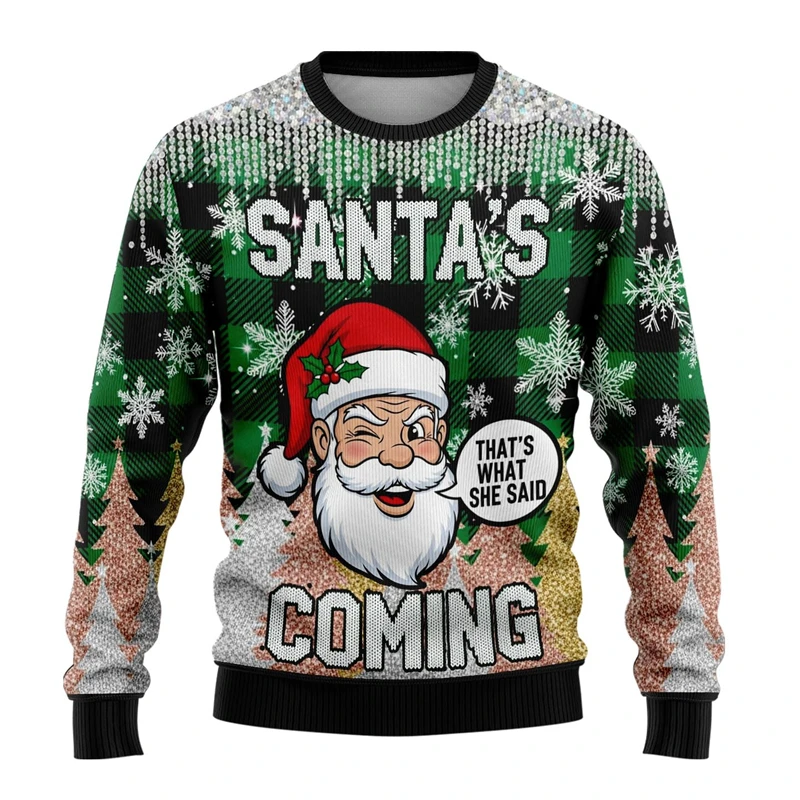 Funny Santa Claus Graphic Ugly Christmas Sweater Fashion Autumn Streetwear 3D Printed Sweatshirts Loose Breathable Pullovers
Funny Santa Claus Graphic Ugly Christmas Sweater Fashion Autumn Streetwear 3D Printed Sweatshirts Loose Breathable Pullovers