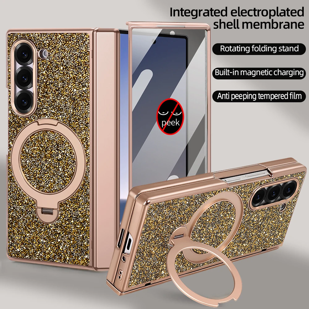 Высококачественный чехол с алмазным напылением для Samsung Galaxy Z Fold 7 и Fold 6, с защитной пленкой от подглядывания и магнитной вращающейся подставкой
Высококачественный чехол с алмазным напылением для Samsung Galaxy Z Fold 7 и Fold 6, с защитной пленкой от подглядывания и магнитной вращающейся подставкой