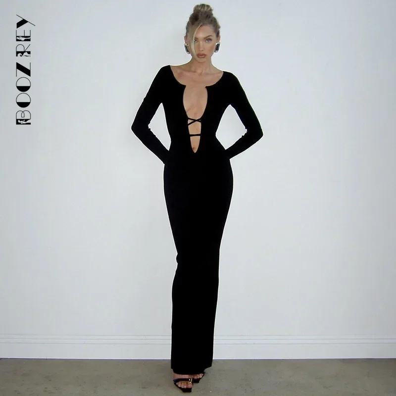 BoozRey Elegant Dress Long Sleeve Sexy Women New Fashion Hollow Out Wrap Black Evening Party Night Club Maxi Dresses 2024 Autumn
BoozRey Elegant Dress Long Sleeve Sexy Women New Fashion Hollow Out Wrap Black Evening Party Night Club Maxi Dresses 2024 Autumn