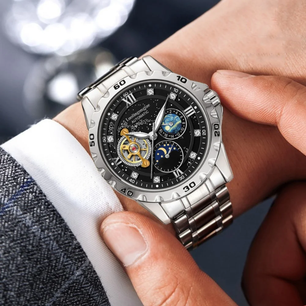 Новые оригинальные мужские часы Starry Sky, полностью автоматические механические часы, полый дизайн, модные деловые повседневные простые многофункциональные часы для мужчин, лучший подарок для него, без батареи
Новые оригинальные мужские часы Starry Sky, полностью автоматические механические часы, полый дизайн, модные деловые повседневные простые многофункциональные часы для мужчин, лучший подарок для него, без батареи