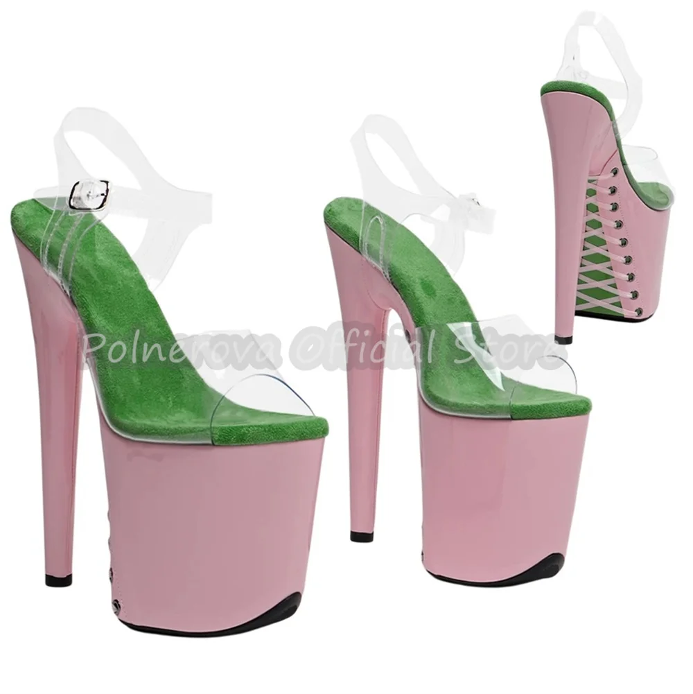Sexy 20Cm Super High Heel Women Platform Sandals Mixed Color Lace-Up Pvc Ankle Buckle Strap Gladiator Pole Dance Dress Shoes
Sexy 20Cm Super High Heel Women Platform Sandals Mixed Color Lace-Up Pvc Ankle Buckle Strap Gladiator Pole Dance Dress Shoes