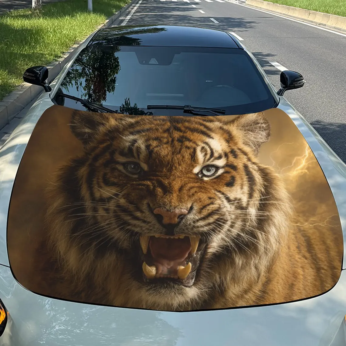 Car Hood Sticker-Lightning Tiger Design Waterproof And Scratch Resistant Vinyl Film Decoration,self-adhesive Protective Body Wra
Car Hood Sticker-Lightning Tiger Design Waterproof And Scratch Resistant Vinyl Film Decoration,self-adhesive Protective Body Wra