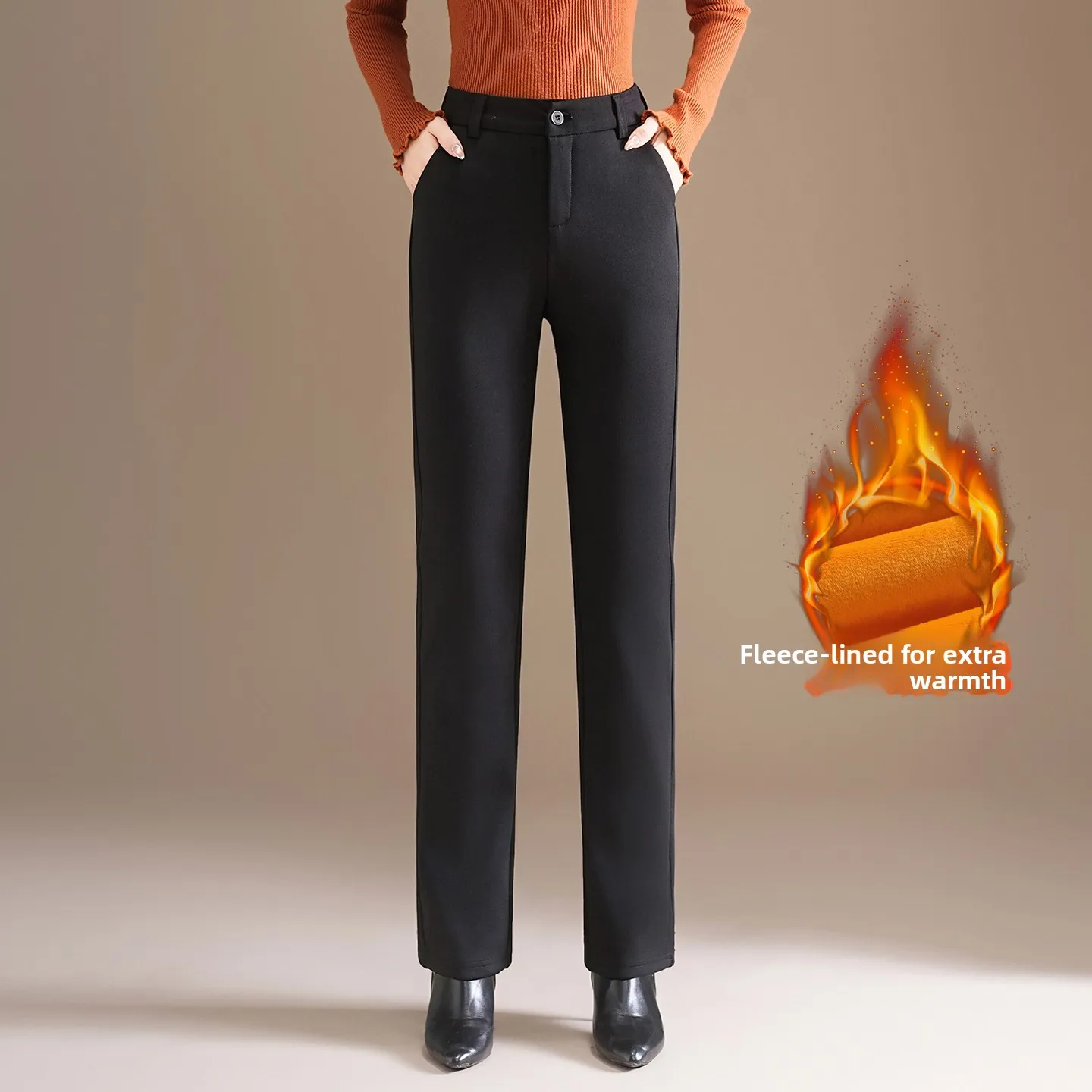 Women's Fleece Lined Straight Leg Pants High Waist Slimming Thickened Winter Casual Black Suit Pants Elastic Leisure Long Tro...
Women's Fleece Lined Straight Leg Pants High Waist Slimming Thickened Winter Casual Black Suit Pants Elastic Leisure Long Tro...