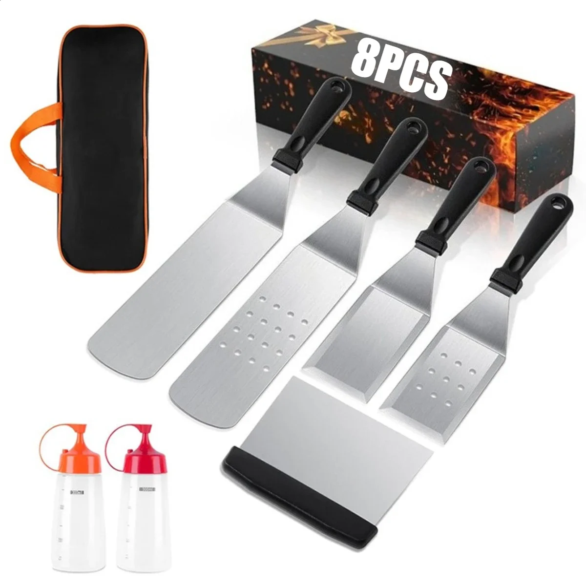 8PCS Stainless Steel Griddle Accessories Durable Various Kinds of Shovels BBQ Essential Tools Perfect Gift for Grill Enthusiasts
8PCS Stainless Steel Griddle Accessories Durable Various Kinds of Shovels BBQ Essential Tools Perfect Gift for Grill Enthusiasts