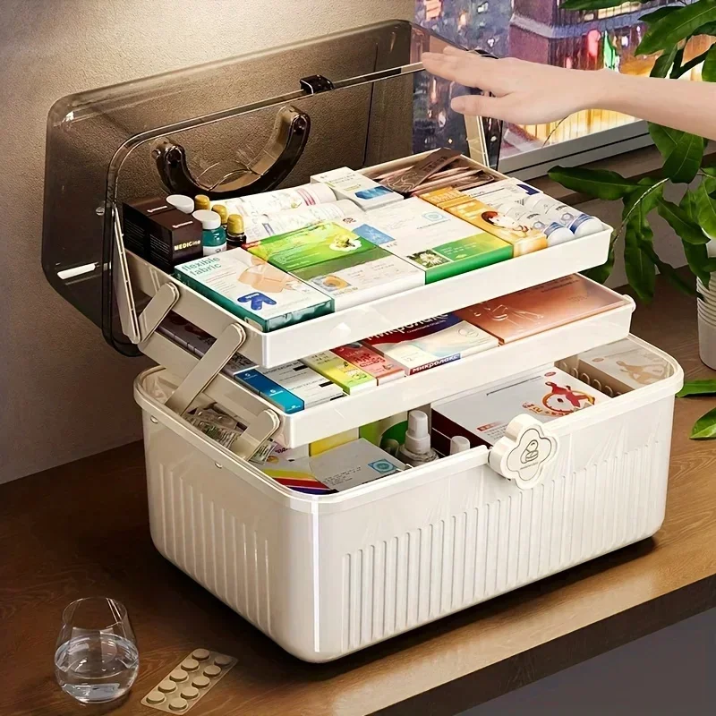 1pc Medicine Storage Box - 3-Layer Organizer for Home/Travel | Clear Plastic Compartments & Carry Handle
1pc Medicine Storage Box - 3-Layer Organizer for Home/Travel | Clear Plastic Compartments & Carry Handle