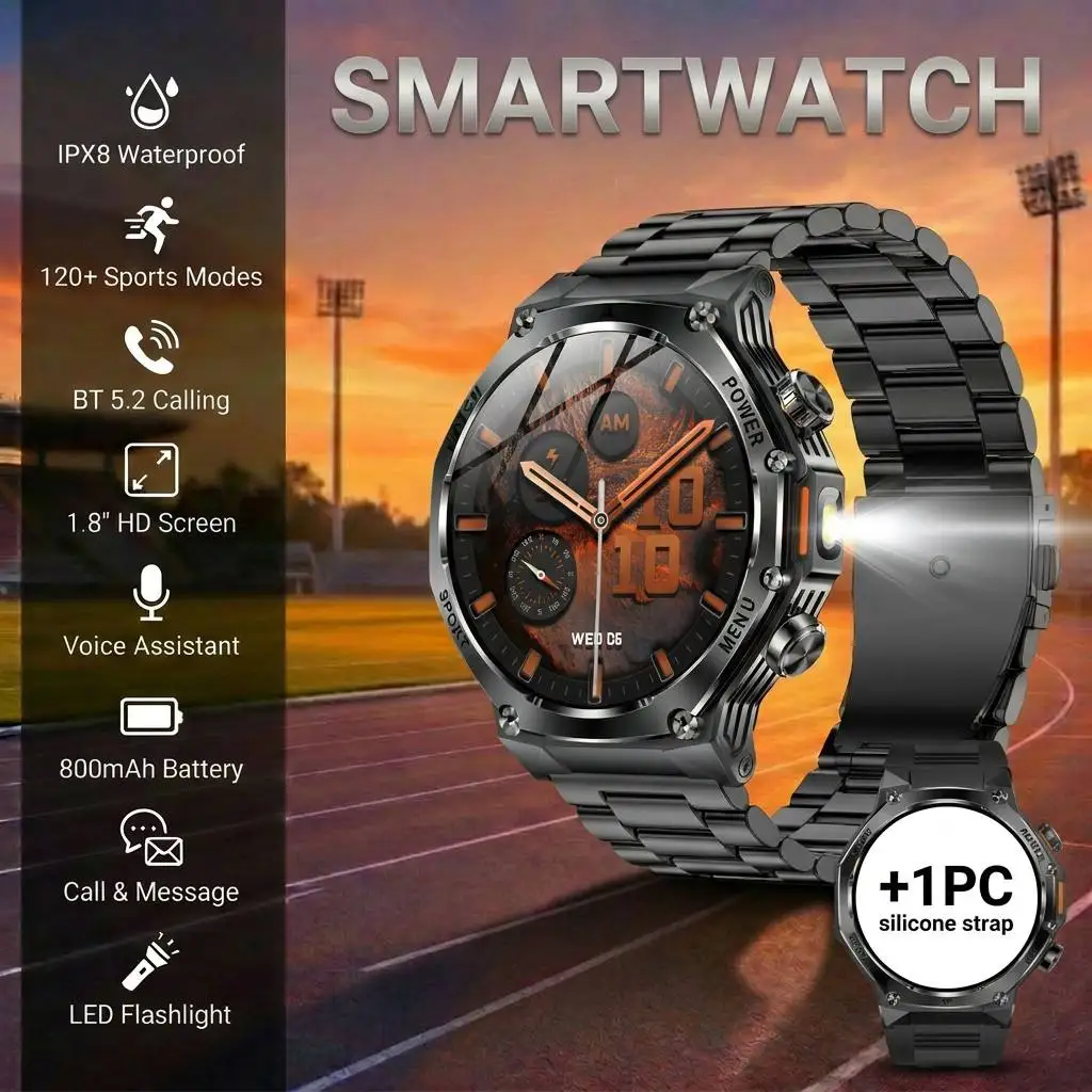 2026 outdoor smartwatch,sports tracking,1.8''HD touch screen,wireless calling+voice assistant,120+sports mode,Christmas gift
2026 outdoor smartwatch,sports tracking,1.8''HD touch screen,wireless calling+voice assistant,120+sports mode,Christmas gift