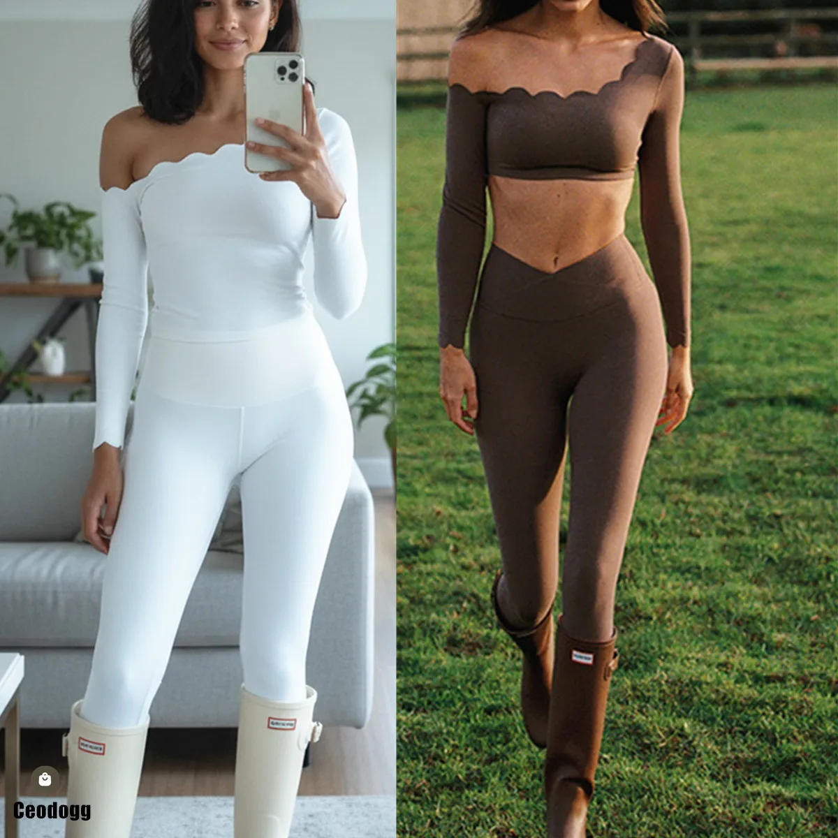 2PCS Pad Women Yoga Set Off Shoulder Scallop Trim Long Sleeve High Waist Legging Breathable Gym Daily Active Wear XP192
2PCS Pad Women Yoga Set Off Shoulder Scallop Trim Long Sleeve High Waist Legging Breathable Gym Daily Active Wear XP192