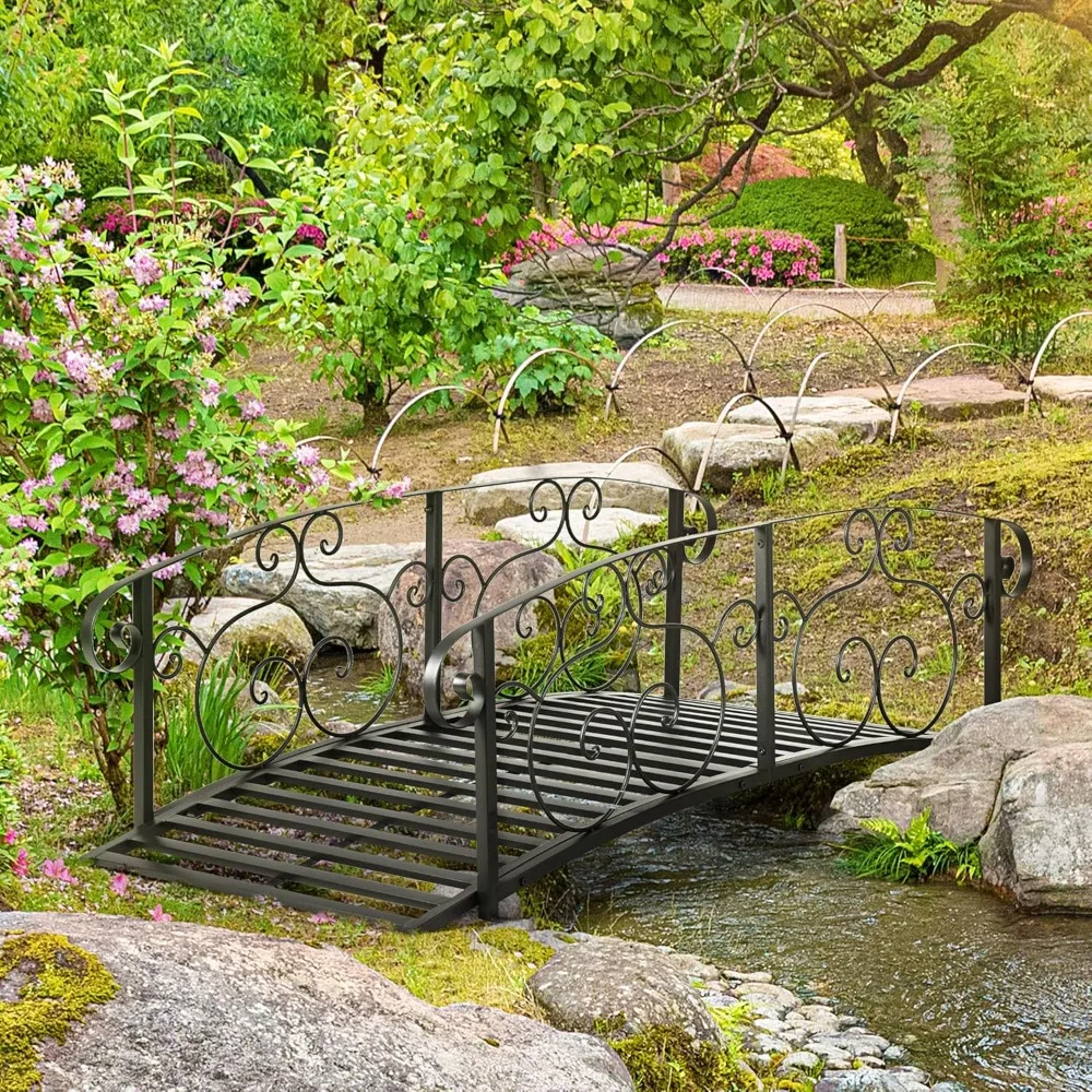 6' Metal Arch Backyard Garden Bridge, Safety Siderails, Arc Footbridge for Backyard Creek, Stream, Pond, Black, Customized
6' Metal Arch Backyard Garden Bridge, Safety Siderails, Arc Footbridge for Backyard Creek, Stream, Pond, Black, Customized