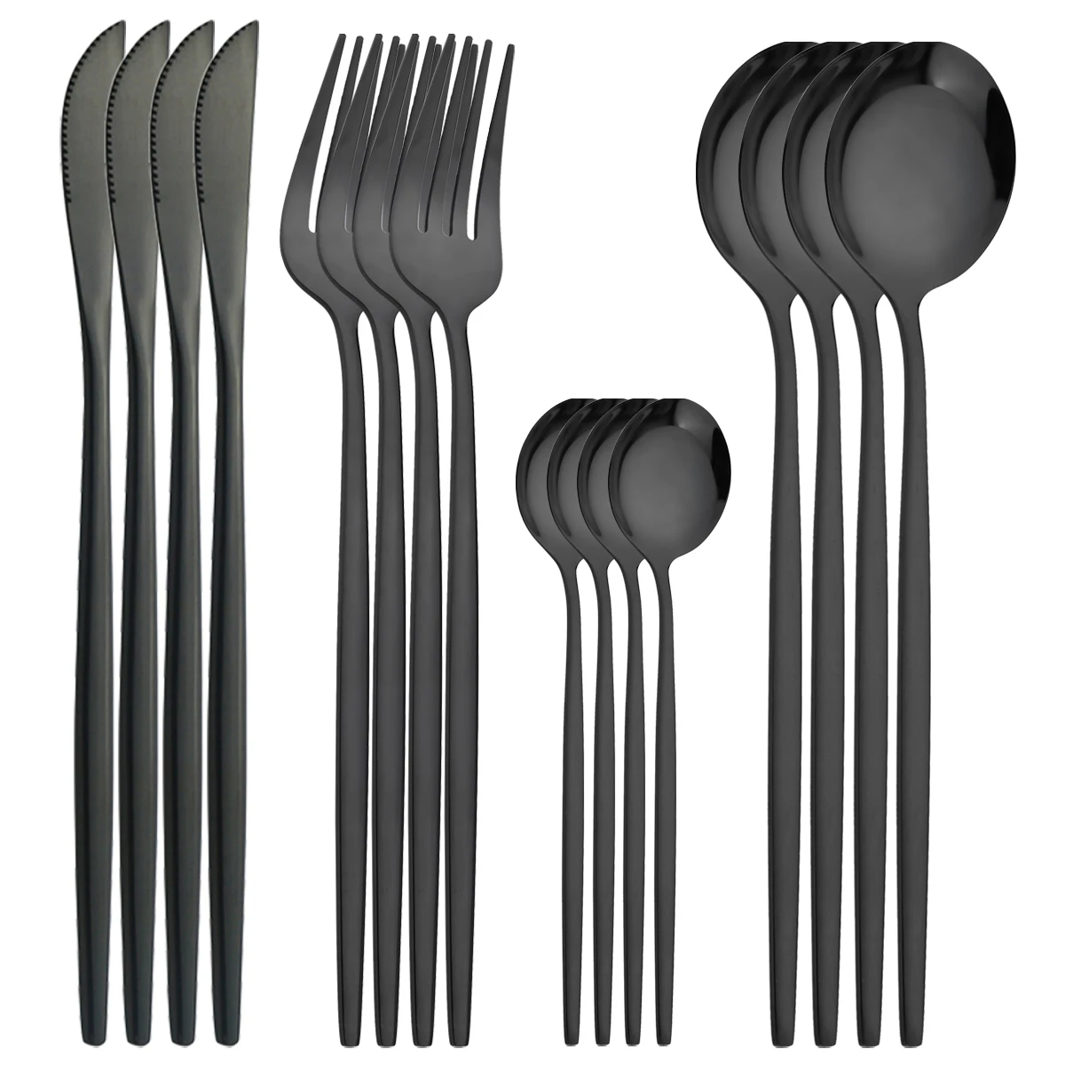 16Pcs Black Cutlery Set Western Stainless Steel Dinnerware Set Knife Fork Coffee Spoon Tableware Home Kitchen Party Wedding Gift
16Pcs Black Cutlery Set Western Stainless Steel Dinnerware Set Knife Fork Coffee Spoon Tableware Home Kitchen Party Wedding Gift