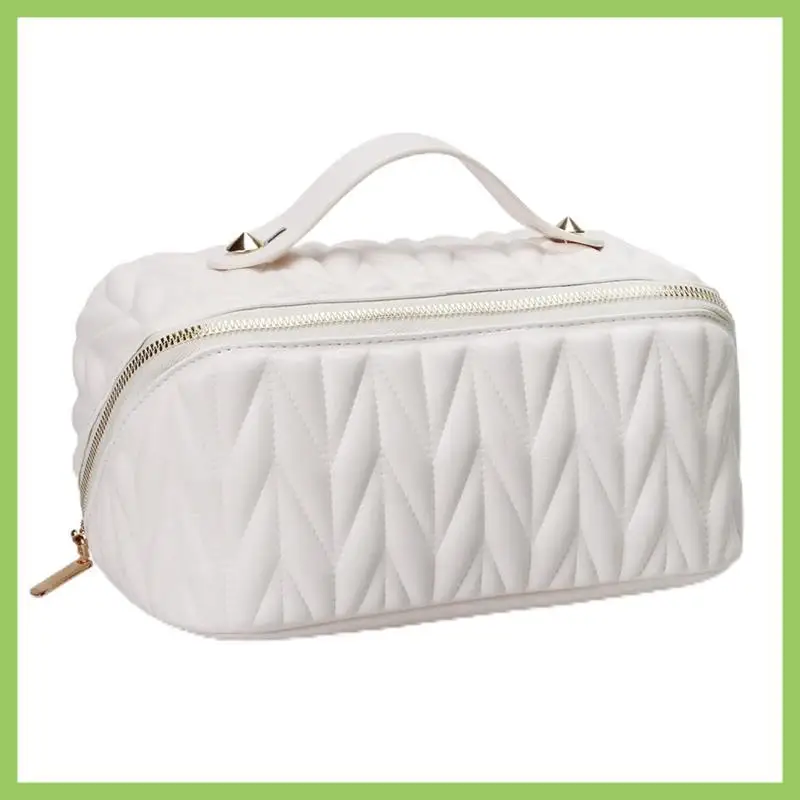 Leather Travel Makeup Bag Large Capacity Toiletry Bag Organizer For Women With Waterproof Interior Pocket, Easy Install White
Leather Travel Makeup Bag Large Capacity Toiletry Bag Organizer For Women With Waterproof Interior Pocket, Easy Install White