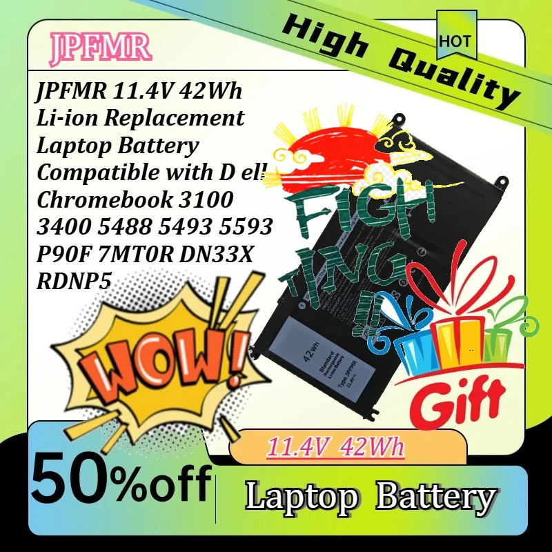 11.4V 42Wh JPFMR Li-ion Replacement Laptop Battery For D e ll Chromebook 3100 3400 5493 5593 5488 P90F 7MT0R RDNP5 DN33X
11.4V 42Wh JPFMR Li-ion Replacement Laptop Battery For D e ll Chromebook 3100 3400 5493 5593 5488 P90F 7MT0R RDNP5 DN33X