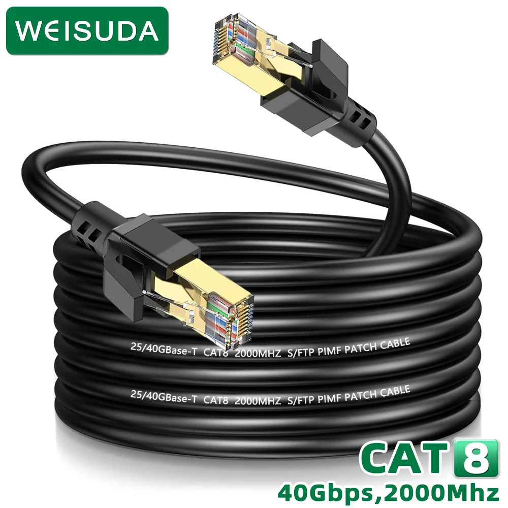 WEISUDA Ethernet Cable CAT 8 High Speed 40Gbps 2000MHz RJ45 Patch Cord 5M 15M 30M for Router Modem PC Laptop Cable Ethernet CAT8
WEISUDA Ethernet Cable CAT 8 High Speed 40Gbps 2000MHz RJ45 Patch Cord 5M 15M 30M for Router Modem PC Laptop Cable Ethernet CAT8
