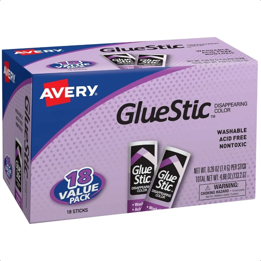 Avery Glue Stick Value Pack Disappearing Purple Color Washable ntoxic 0.26 oz. Permanent Glue Stic 18pk 98079
Avery Glue Stick Value Pack Disappearing Purple Color Washable ntoxic 0.26 oz. Permanent Glue Stic 18pk 98079