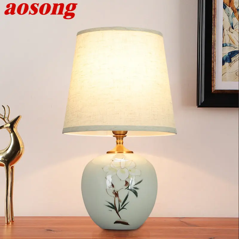 AOSONG Ceramic Table Lamps Chinese for Bedside Modern White LED Dimming Desk Light For Home Living Bedroom Decor
AOSONG Ceramic Table Lamps Chinese for Bedside Modern White LED Dimming Desk Light For Home Living Bedroom Decor