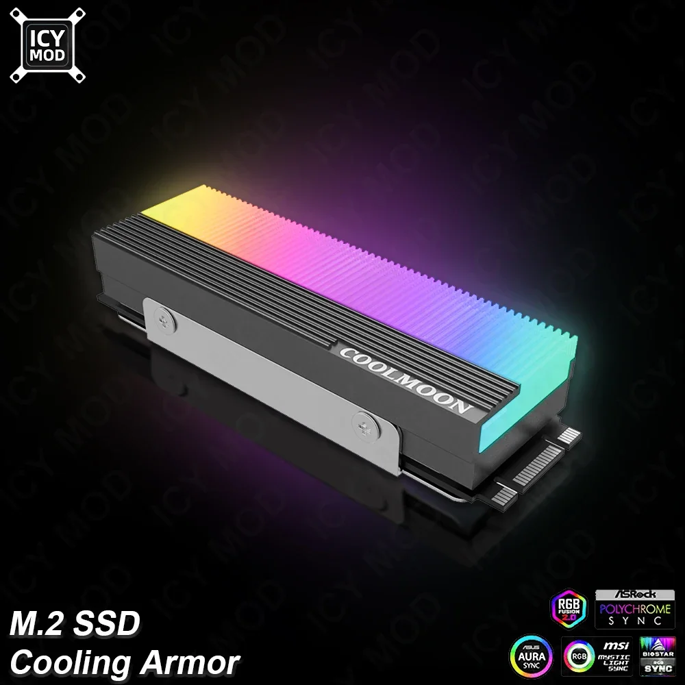 M.2 SSD Radiator COOLMOON A-RGB Cooling Armor AURA SYNC Computer Case Decorative Light Armor
M.2 SSD Radiator COOLMOON A-RGB Cooling Armor AURA SYNC Computer Case Decorative Light Armor
