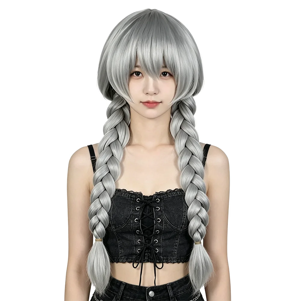 One-piece Double Braids Wig Pre-Braided Granny Gray Long Hair Bangs Ready to Wear Cosplay Anime Wig Heat Resistant For Women
One-piece Double Braids Wig Pre-Braided Granny Gray Long Hair Bangs Ready to Wear Cosplay Anime Wig Heat Resistant For Women