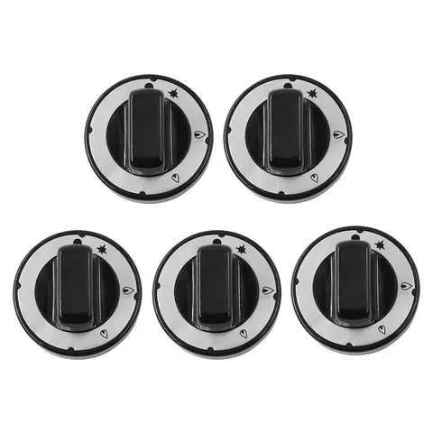 Catering Commercial Kitchen Gas Cooking Stove Cooker Parts Black Knob Cooktop Round Rotary Switch 8mm Stem 8 x 6.5mm Pack of 5