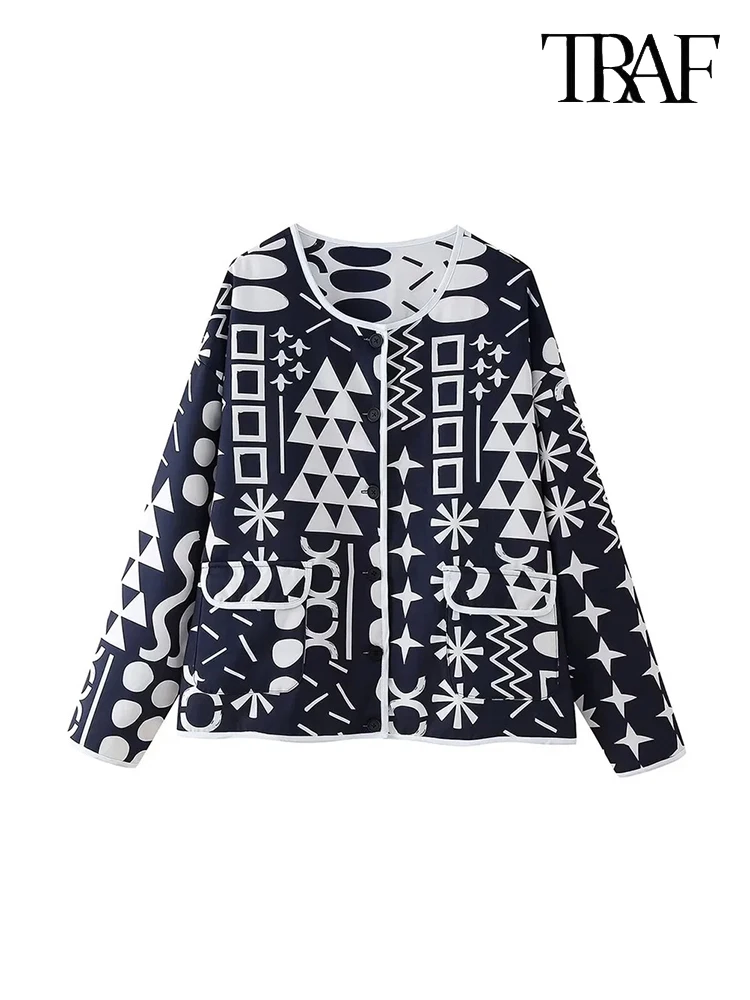 TRAF Women Fashion Ethnic Totem Print Cotton Jacket Round Collar Single Breasted Front Pocket Jacket Reversible Casual Jacket
TRAF Women Fashion Ethnic Totem Print Cotton Jacket Round Collar Single Breasted Front Pocket Jacket Reversible Casual Jacket