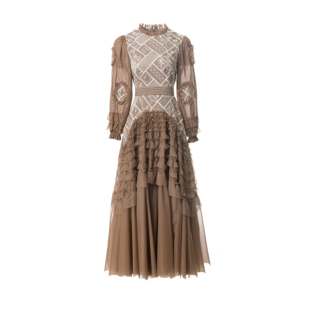Meyyithun Fashion Women's Elegant Dress Long-Sleeved High waist Appliques Sequins Flounced Edge Big Swing Dresses 250312mz01
Meyyithun Fashion Women's Elegant Dress Long-Sleeved High waist Appliques Sequins Flounced Edge Big Swing Dresses 250312mz01