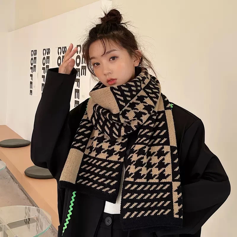 Wool Knitted Winter Scarf Houndstooth Scarves for Women Men 2022 Korean Version Plaid Foulard Shawl for Female
Wool Knitted Winter Scarf Houndstooth Scarves for Women Men 2022 Korean Version Plaid Foulard Shawl for Female