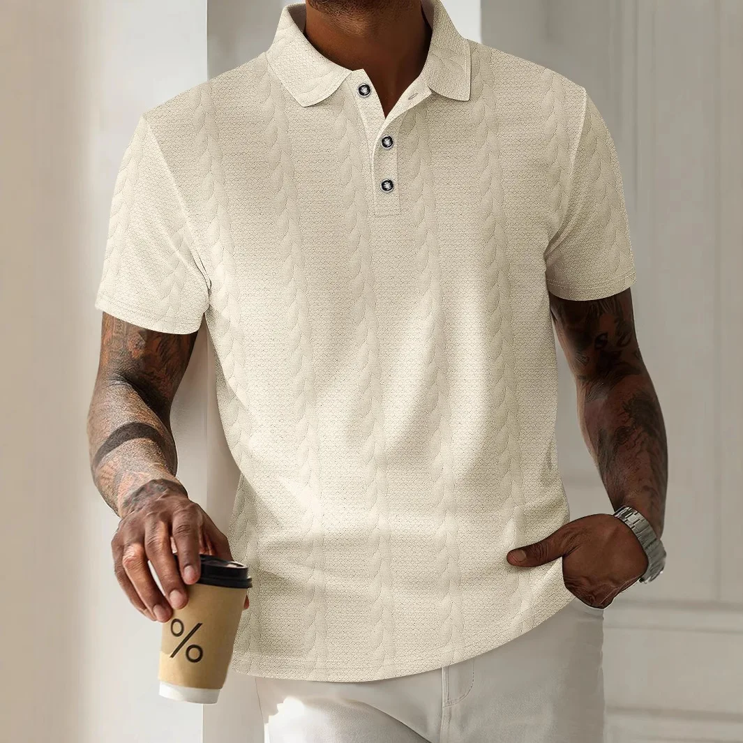 Summer Men Solid Color Polo Shirt Simple Jacquard Short Sleeve Tops Casual Button Neck Breathable Daily Wear Tee For Male
Summer Men Solid Color Polo Shirt Simple Jacquard Short Sleeve Tops Casual Button Neck Breathable Daily Wear Tee For Male