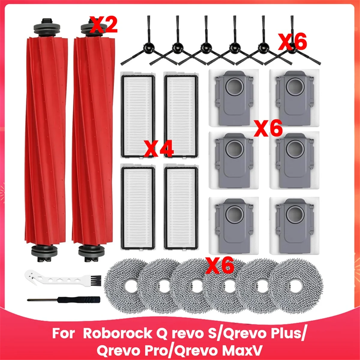 X11A для Roborock Q Revo S/Qrevo Plus/Qrevo Pro/Qrevo MaxV робот-пылесос, основные боковые щетки, фильтр Hepa, швабра, тканевые мешки для пыли
X11A для Roborock Q Revo S/Qrevo Plus/Qrevo Pro/Qrevo MaxV робот-пылесос, основные боковые щетки, фильтр Hepa, швабра, тканевые мешки для пыли