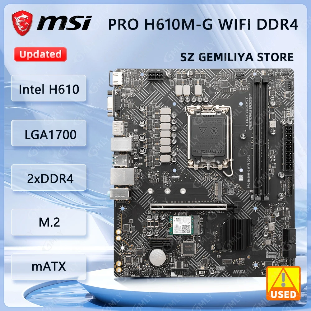 MSI PRO H610M-G WIFI DDR4 Motherboard Intel H610 64GB LGA1700 mATX support i9-14900 i5-13400 i5-12600 cpu
MSI PRO H610M-G WIFI DDR4 Motherboard Intel H610 64GB LGA1700 mATX support i9-14900 i5-13400 i5-12600 cpu
