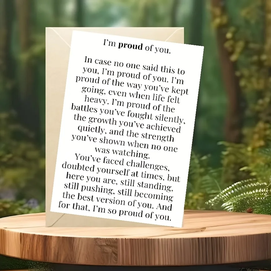 "I'm proud of you" encouragement card, with envelope - perfect for birthdays, festivals, and special occasions - inspirational message, suitable for friends, family, lovers, sons, daughters, mothers, fathers,
"I'm proud of you" encouragement card, with envelope - perfect for birthdays, festivals, and special occasions - inspirational message, suitable for friends, family, lovers, sons, daughters, mothers, fathers,