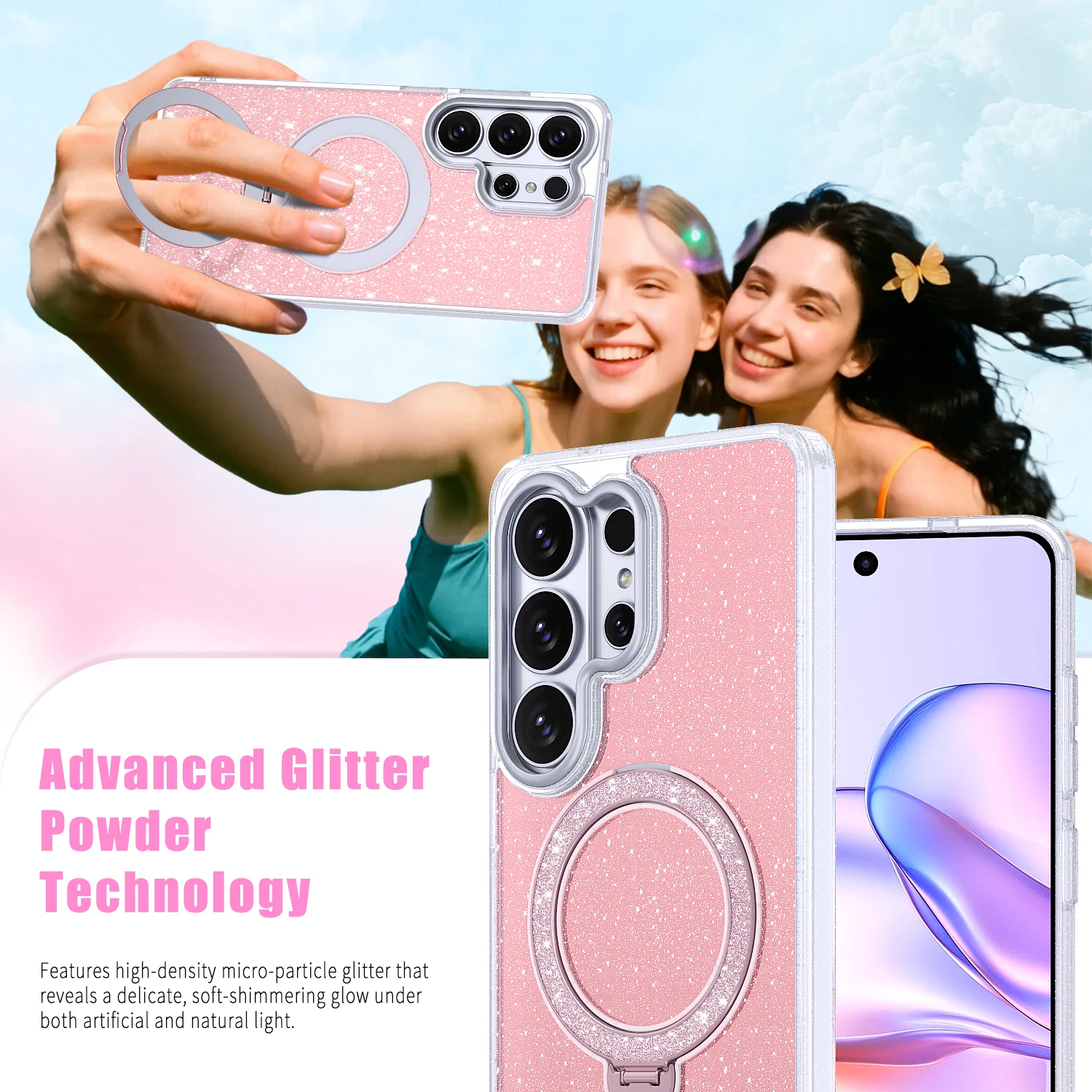 Чехол-подставка Polaris Glitter Magnetic Stand Case для S26 Ultra, противоударный защитный чехол для телефона
Чехол-подставка Polaris Glitter Magnetic Stand Case для S26 Ultra, противоударный защитный чехол для телефона