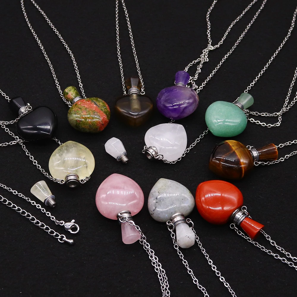 Natural Stone Heart Shap Pendant Perfume Bottle Essential Oil Diffuser Love Gift Jewelry Necklace Valentine's Day Gift for Women
Natural Stone Heart Shap Pendant Perfume Bottle Essential Oil Diffuser Love Gift Jewelry Necklace Valentine's Day Gift for Women