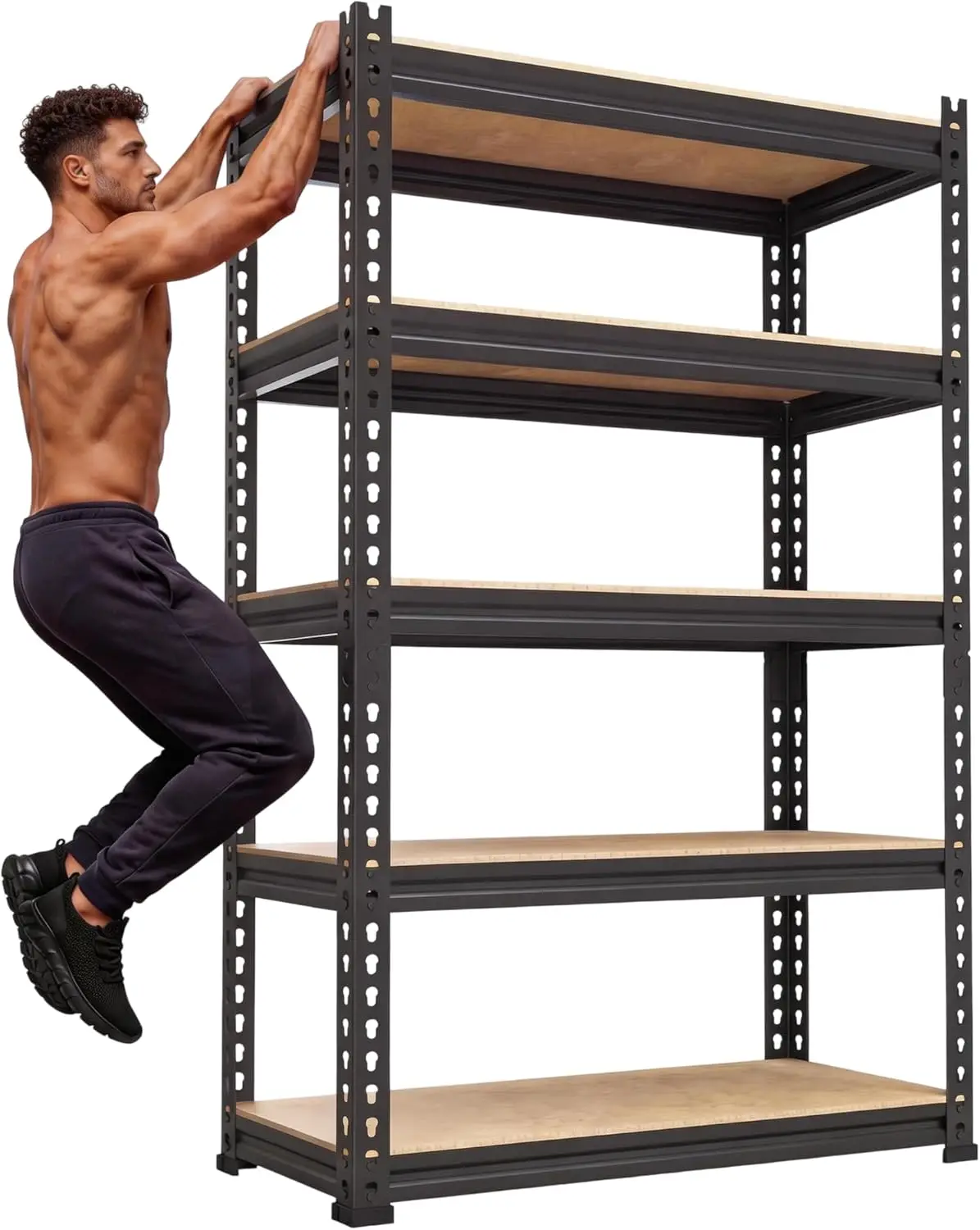 5-Tier Heavy Duty Adjustable Garage Shelving, 28"x12"x59", 1325 lbs Capacity, No Tools Needed
5-Tier Heavy Duty Adjustable Garage Shelving, 28"x12"x59", 1325 lbs Capacity, No Tools Needed
