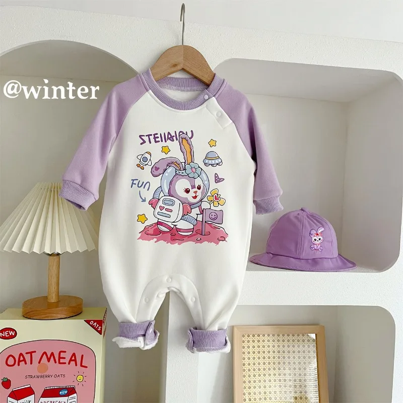 Autumn and Winter Velvet Baby Girl Purple Cartoon Stella Lou Outing Clothes Jumpsuit Cute Bunny Pattern Winter Warm Clothes
Autumn and Winter Velvet Baby Girl Purple Cartoon Stella Lou Outing Clothes Jumpsuit Cute Bunny Pattern Winter Warm Clothes