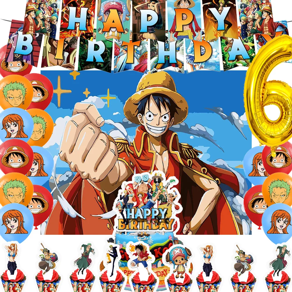 Anime ONE&PIECED Theme Boy Birthday Party Supplies Decor Cartoon Luffy Balloon Banner Backdrop Cupcake Topper for Kid Baby Gifts
Anime ONE&PIECED Theme Boy Birthday Party Supplies Decor Cartoon Luffy Balloon Banner Backdrop Cupcake Topper for Kid Baby Gifts