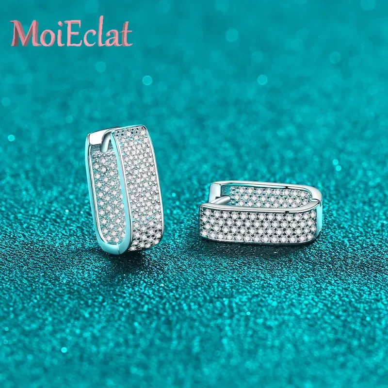 For Women Premium Atmospheric Platinum Pt950 Hoop Earrings Gorgeous Full Moissanite Small Square Ear Clip Valentine's Day Gift 
For Women Premium Atmospheric Platinum Pt950 Hoop Earrings Gorgeous Full Moissanite Small Square Ear Clip Valentine's Day Gift