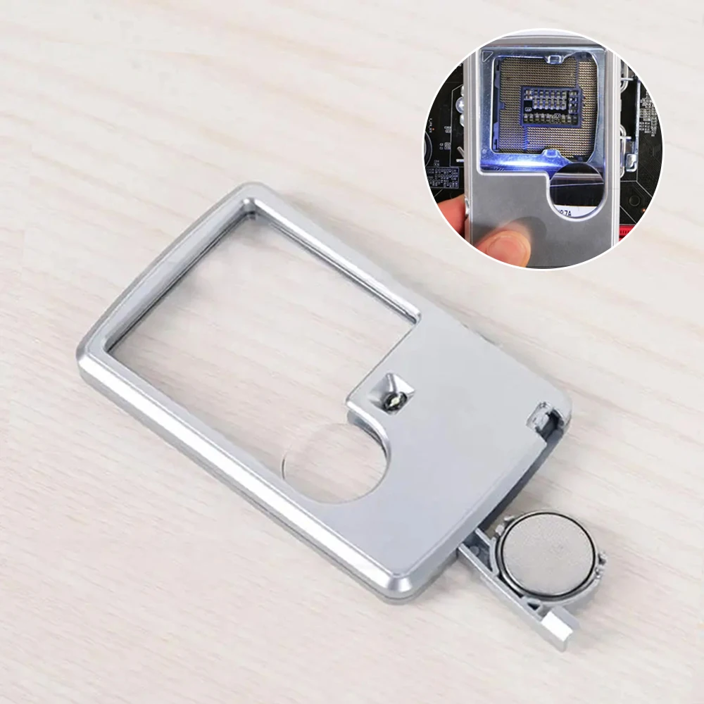 LED 3X 6X Portable Magnifying Glass Silver Fashion Wallet Magnifying Handheld Strong Light LED Magnifier For Reading Loupe Tool
LED 3X 6X Portable Magnifying Glass Silver Fashion Wallet Magnifying Handheld Strong Light LED Magnifier For Reading Loupe Tool