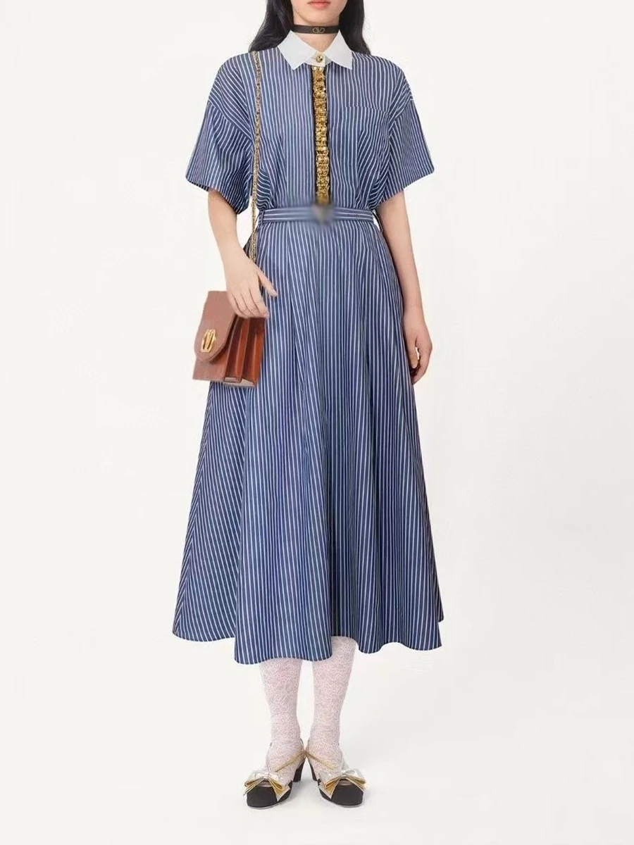 TWOTWINSTYLE Hit Color Spliced Diamonds Dresses For Women Lapel Short Sleeve High Waist Temperament Long Dress Female Fashion
TWOTWINSTYLE Hit Color Spliced Diamonds Dresses For Women Lapel Short Sleeve High Waist Temperament Long Dress Female Fashion