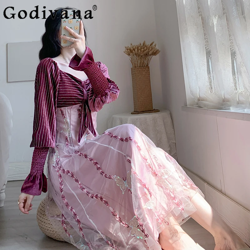 Large Size L-5XL Girl Autumn Winter Velvet Gauze Long Sleeve Princess Fairy Dress Pink Purple High Waist Butterfly Print Dresses
Large Size L-5XL Girl Autumn Winter Velvet Gauze Long Sleeve Princess Fairy Dress Pink Purple High Waist Butterfly Print Dresses