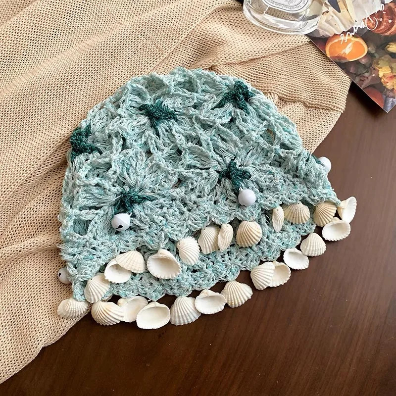 Подвеска из искусственной ракушки, ажурная вязаная крючком шапка Баотоу ручной работы, женская летняя дышащая вязаная шапка для лица, небольшой пуловер, вязаная шапка
Подвеска из искусственной ракушки, ажурная вязаная крючком шапка Баотоу ручной работы, женская летняя дышащая вязаная шапка для лица, небольшой пуловер, вязаная шапка