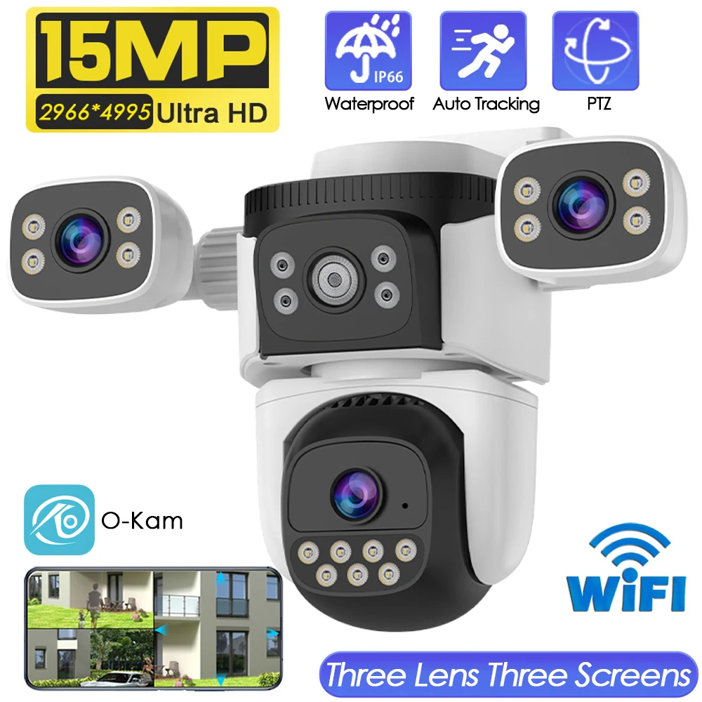 Wifi CCTV Outdoor Smart Wireless 360° Video Surveillance IP Camera Three Lens 15MP 5MP PTZ Security Camera O-KAM Three Screens
Wifi CCTV Outdoor Smart Wireless 360° Video Surveillance IP Camera Three Lens 15MP 5MP PTZ Security Camera O-KAM Three Screens