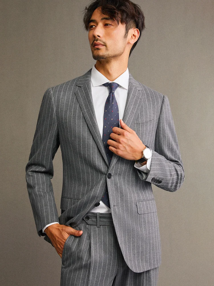 Men Suits Set Blazer Pant 100% Wool Slim Fit Grey Stripe Leisure Businessman Wedding Groom Wear Single Breasted 2 Buttons 44 56
Men Suits Set Blazer Pant 100% Wool Slim Fit Grey Stripe Leisure Businessman Wedding Groom Wear Single Breasted 2 Buttons 44 56