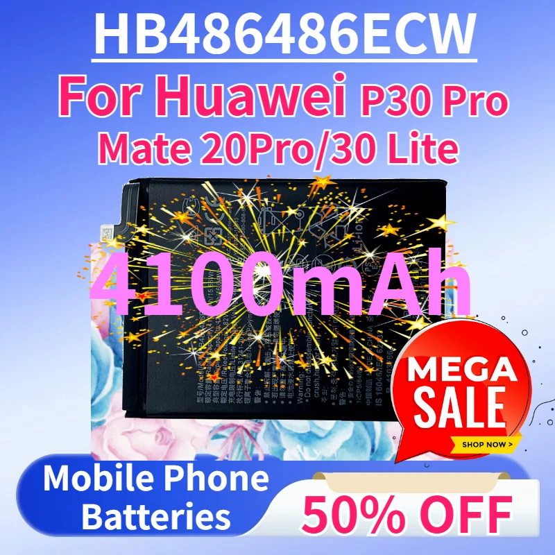 HB486486ECW Upgraded 4100mAh Mobile Phone Batteries for Huawei P30 Pro Mate 20Pro/30 Lite Replacement Battery with Tools
HB486486ECW Upgraded 4100mAh Mobile Phone Batteries for Huawei P30 Pro Mate 20Pro/30 Lite Replacement Battery with Tools