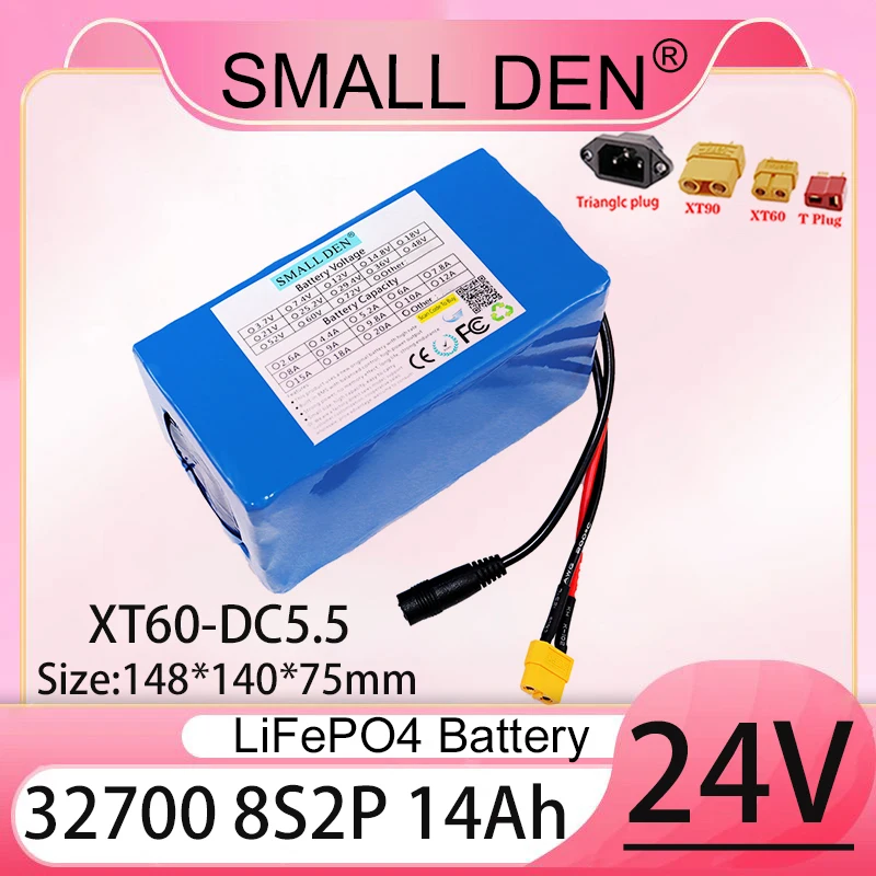 8S2P 24V 14AH 32700 LiFePO4 аккумулятор со встроенным BMS для электрических скутеров, инвалидных колясок, электрических лодок, дисплеев, игрушечных машин
8S2P 24V 14AH 32700 LiFePO4 аккумулятор со встроенным BMS для электрических скутеров, инвалидных колясок, электрических лодок, дисплеев, игрушечных машин