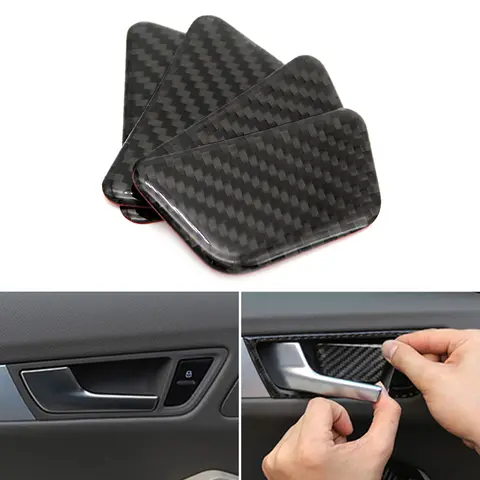 Do Audi A4 B8 Q5 A5 2010 2011 2012 2013 2014 2015 Prawdziwe włókno węglowe 4 sztuki Osłona klamki drzwi samochodowych