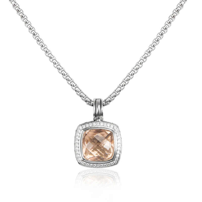 14mm Square Morganite Color Zircon Stone Necklace And Pendants Copper Neck Box Chain Vintage Jewelry Accessories for Party
14mm Square Morganite Color Zircon Stone Necklace And Pendants Copper Neck Box Chain Vintage Jewelry Accessories for Party