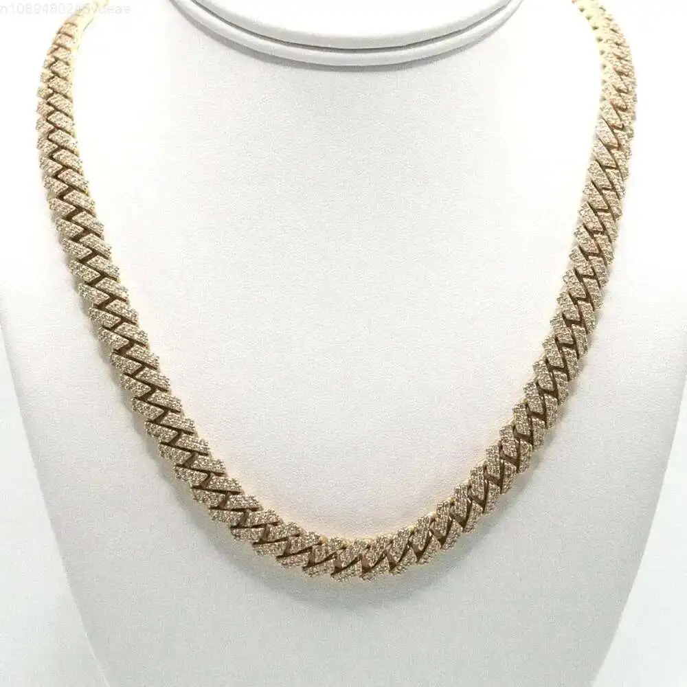 Hip hop 8mm 10mm 12mm Iced out 925 sterling silver 2 rows Prong Setting Cuban Chain Moissanite
Hip hop 8mm 10mm 12mm Iced out 925 sterling silver 2 rows Prong Setting Cuban Chain Moissanite