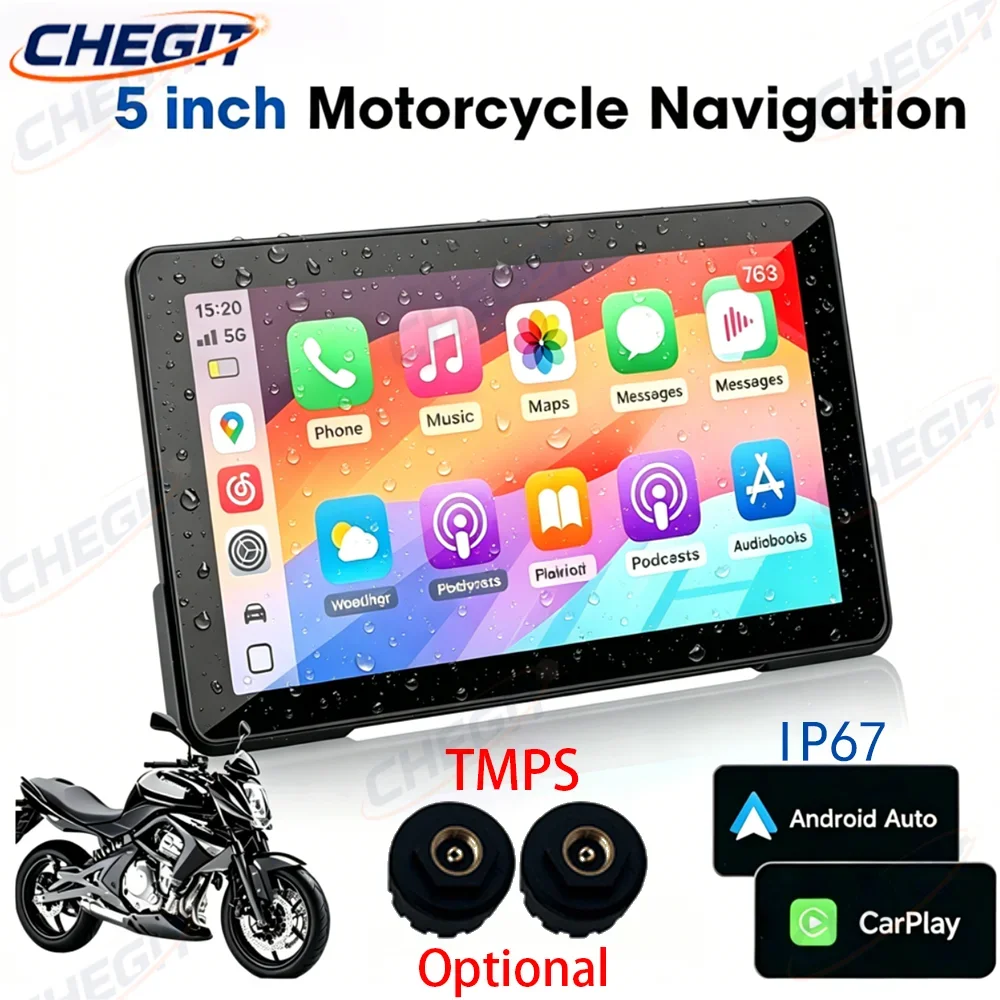 5.0 inch Wireless CarPlay Moto Android Auto Portable Digital Motorcycle Dashboard GPS Navigation TPMS Optional IP67 waterproof
5.0 inch Wireless CarPlay Moto Android Auto Portable Digital Motorcycle Dashboard GPS Navigation TPMS Optional IP67 waterproof