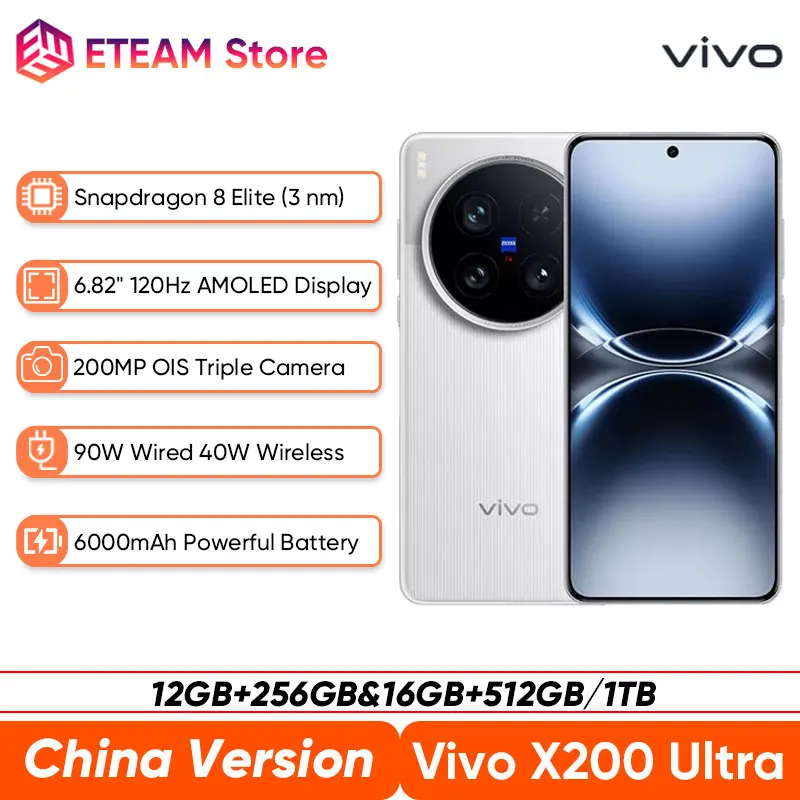New Original Vivo X200 Ultra China Version 5G Smartphone Snapdragon 8 Elite 6.82'' 120Hz AMOLED Screen 90W Flash Charge 200MP
New Original Vivo X200 Ultra China Version 5G Smartphone Snapdragon 8 Elite 6.82'' 120Hz AMOLED Screen 90W Flash Charge 200MP